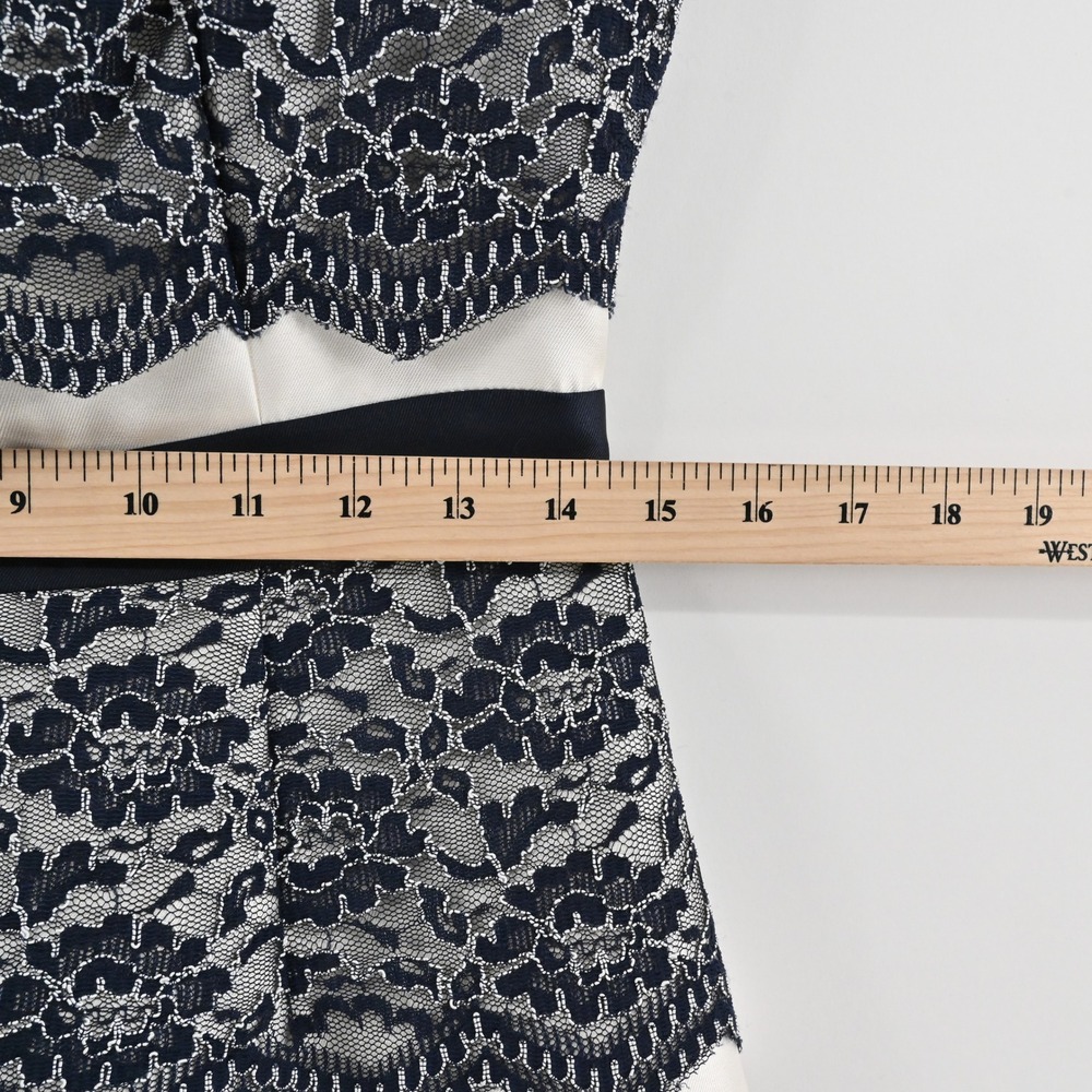 Katherine Kelly Lace Sheath Dress Womens Size 4 Black Ivory Cocktail Sleeveless - Picture 6 of 13